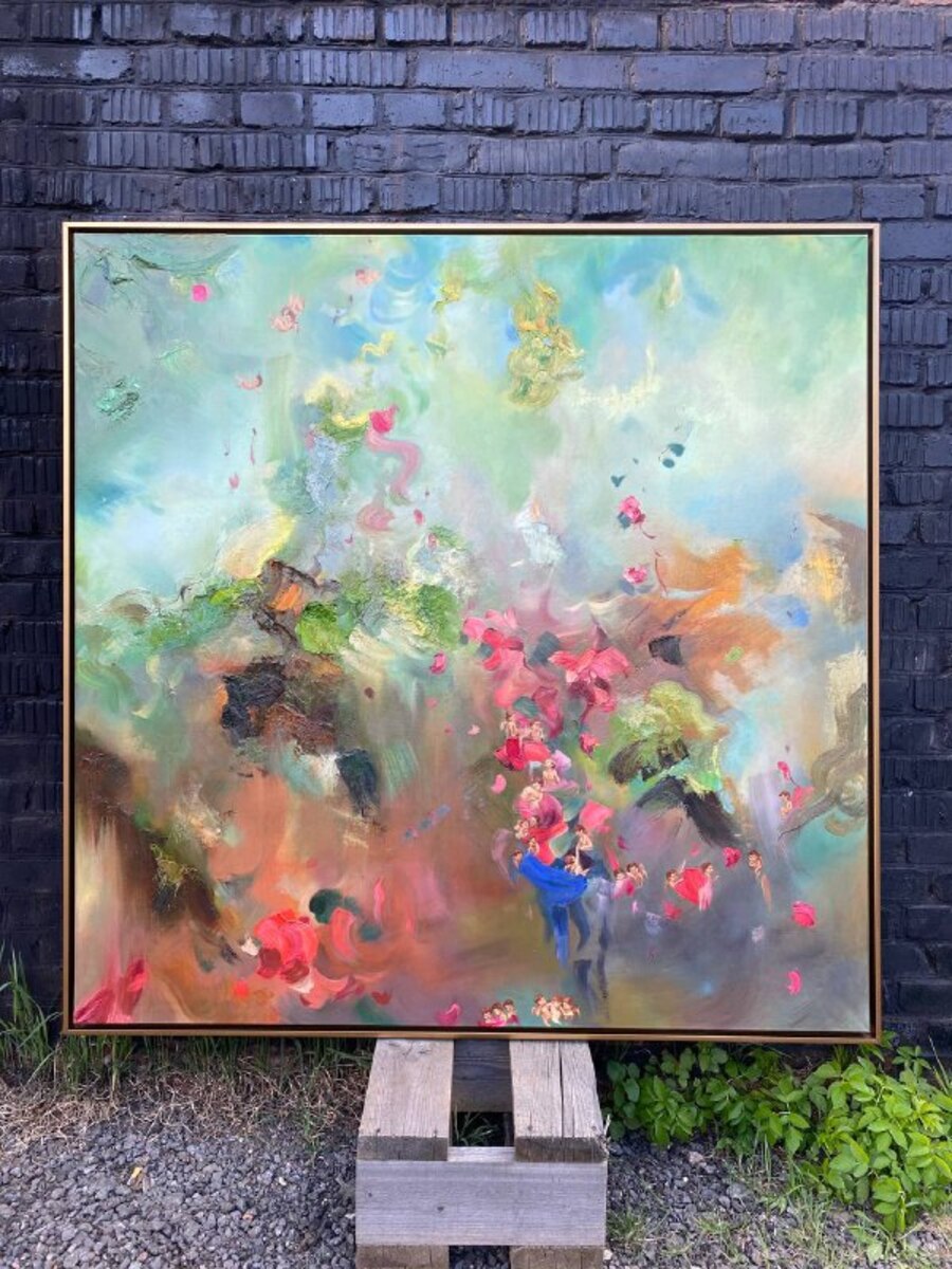 Оформление картины 150х150 см в пластиковый профиль canvas